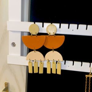 Pink and cream dangle earrings